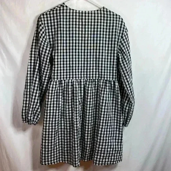 Daisy Street Black & White Gingham Checked Wrap Dress.  Size 10. - Picture 3 of 10